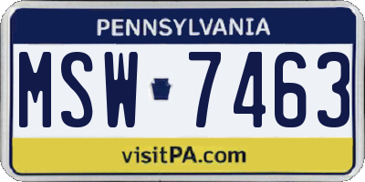 PA license plate MSW7463