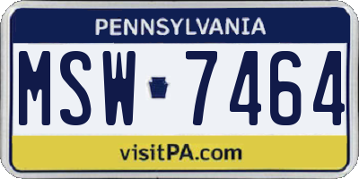 PA license plate MSW7464