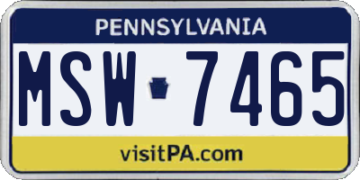 PA license plate MSW7465