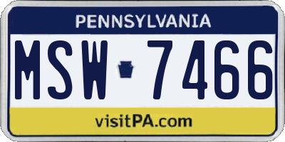 PA license plate MSW7466