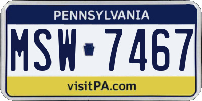 PA license plate MSW7467