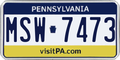 PA license plate MSW7473