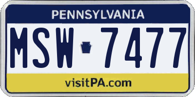 PA license plate MSW7477
