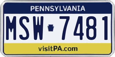 PA license plate MSW7481