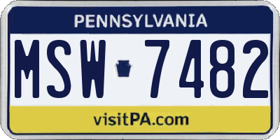 PA license plate MSW7482
