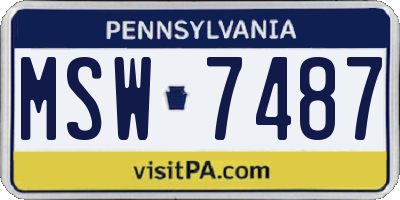 PA license plate MSW7487