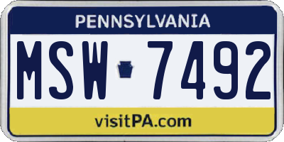 PA license plate MSW7492