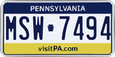 PA license plate MSW7494