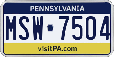 PA license plate MSW7504