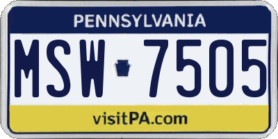 PA license plate MSW7505