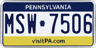 PA license plate MSW7506
