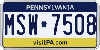 PA license plate MSW7508