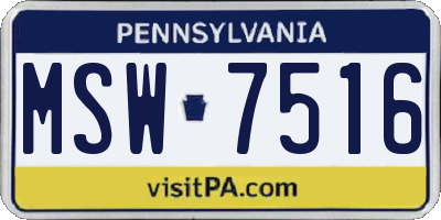 PA license plate MSW7516