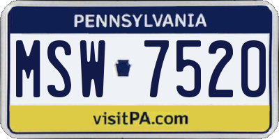 PA license plate MSW7520