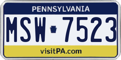 PA license plate MSW7523