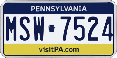 PA license plate MSW7524