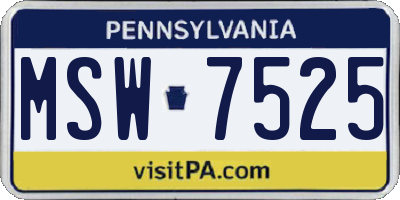 PA license plate MSW7525