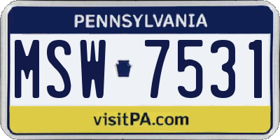 PA license plate MSW7531