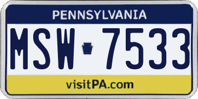 PA license plate MSW7533
