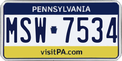 PA license plate MSW7534
