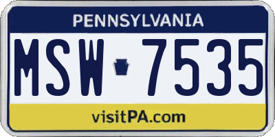 PA license plate MSW7535