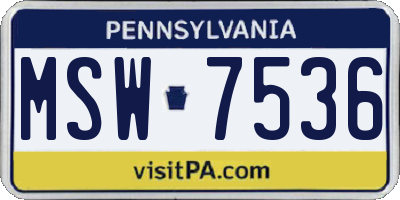 PA license plate MSW7536