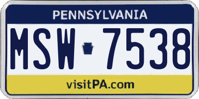 PA license plate MSW7538
