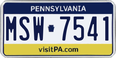 PA license plate MSW7541