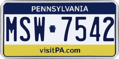 PA license plate MSW7542