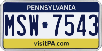 PA license plate MSW7543