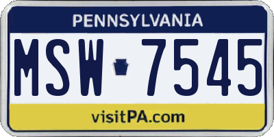 PA license plate MSW7545