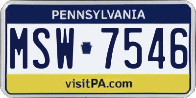 PA license plate MSW7546
