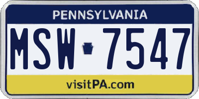 PA license plate MSW7547