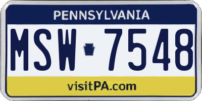 PA license plate MSW7548