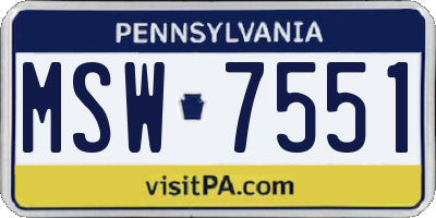 PA license plate MSW7551