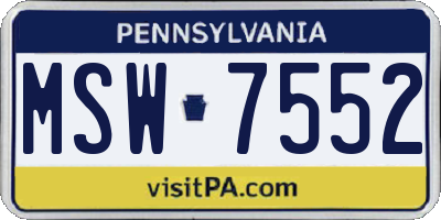 PA license plate MSW7552