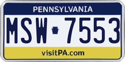 PA license plate MSW7553