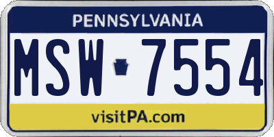 PA license plate MSW7554
