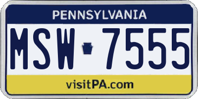 PA license plate MSW7555