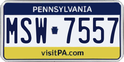 PA license plate MSW7557
