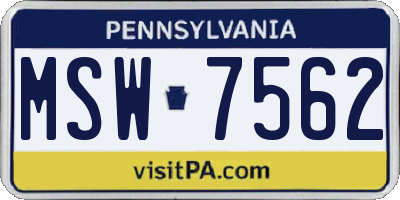 PA license plate MSW7562
