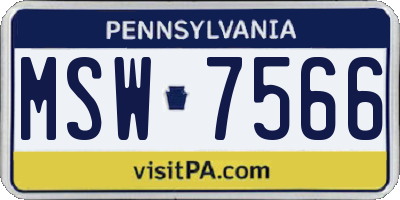PA license plate MSW7566