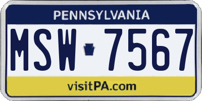 PA license plate MSW7567