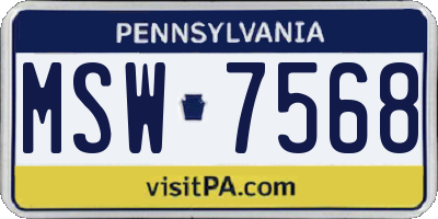 PA license plate MSW7568