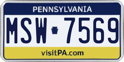 PA license plate MSW7569