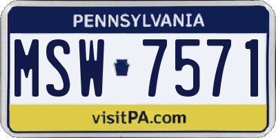 PA license plate MSW7571