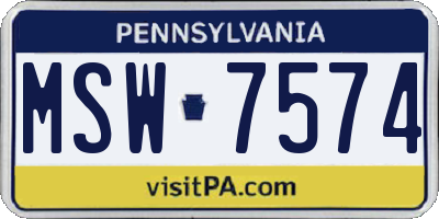 PA license plate MSW7574