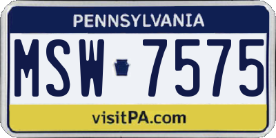PA license plate MSW7575