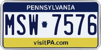 PA license plate MSW7576