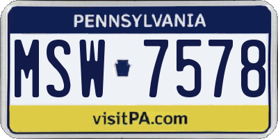 PA license plate MSW7578